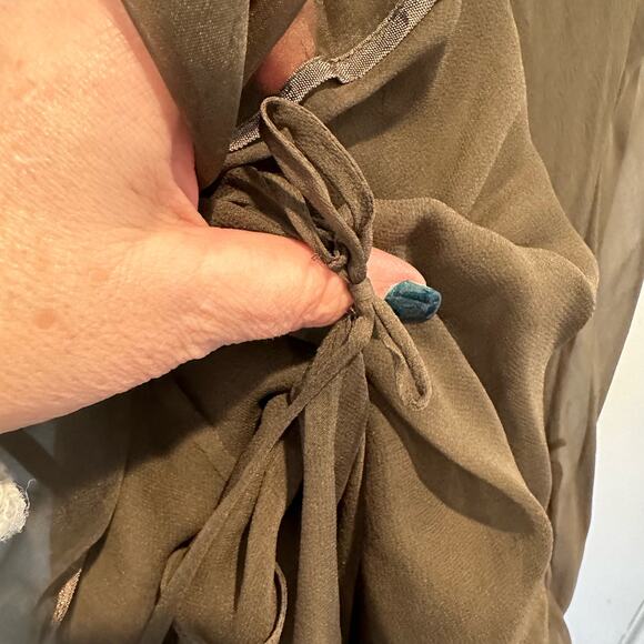 Morgane Le Fay Dark Green Silk Boho Steampunk Fairy Goddess Tiered Maxi Dress S - Picture 11 of 13